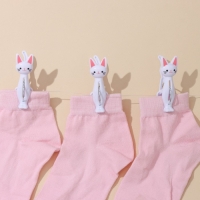 Прищепки бельевые «Коты», 7 см, 4 шт, цвет белый Прищепки бельевые «Коты», 7 см, 4 шт, цвет белый