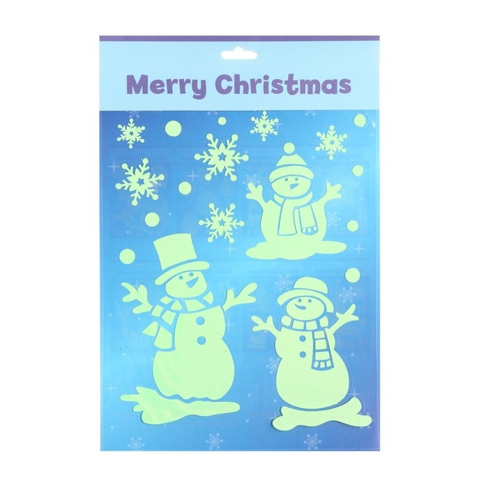 Наклейки на окна "Новогодние" снеговики, 28 х 19 см