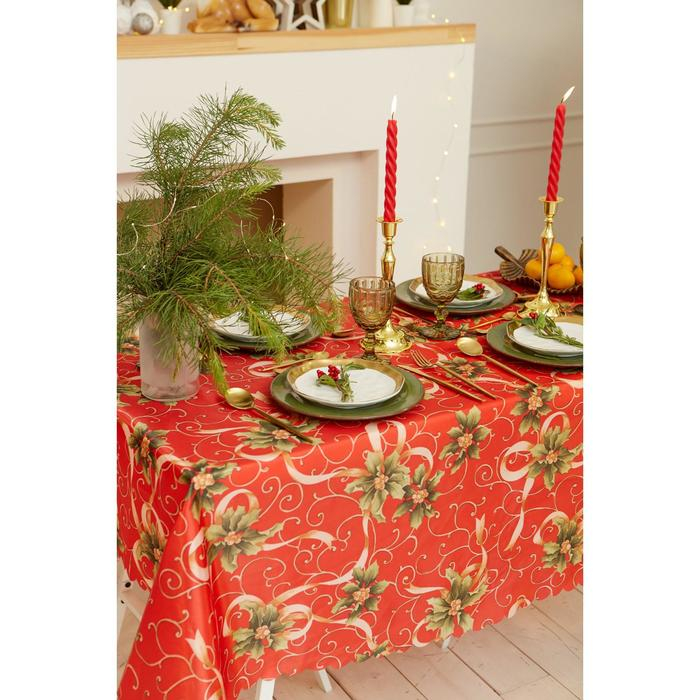 Скатерть новогодняя Доляна "Новогодние подарки" 145*300 +/- 2 см, 100% п/э