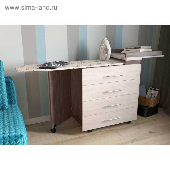 Комод с гладильной доской 750 (1 685) × 425 × 840 (905) мм, бодега тёмный/светлый Комод с гладильной доской 750 (1 685) × 425 × 840 (905) мм, бодега тёмный/светлый