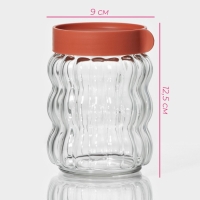 Банки стеклянные для сыпучих продуктов Доляна &laquo;Коралл&raquo;, 2 предмета: 500 мл, 9&times;12,5 см, с пластиковой крышкой