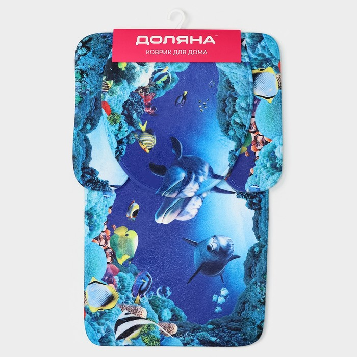 Коврики для ванной и туалета Доляна &laquo;Дельфин&raquo;, 3 шт: 35&times;39, 40&times;50, 45&times;75 см