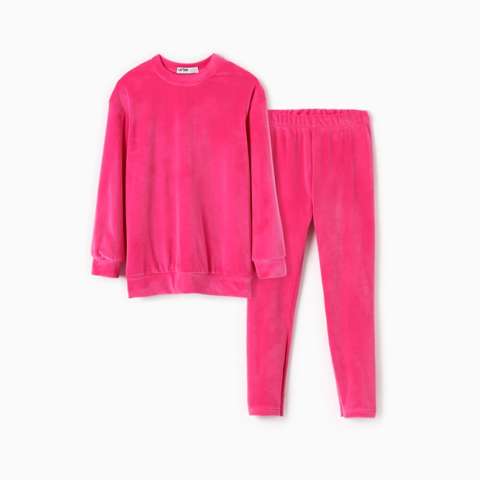 Костюм детский (свитшот, леггинсы) KAFTAN Plushy р.34 (122-128), фуксия