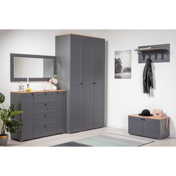 Комод Остин 16.221, 1200х419х993, Серый графит/Дуб Вотан