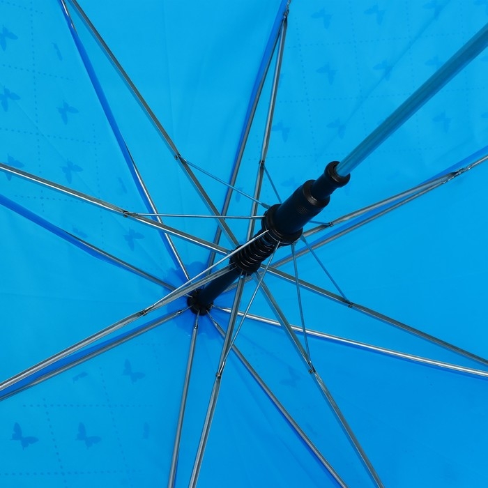 Зонт женский трость &laquo;Яркие бабочки&raquo;, 8 спиц, d = 90 см, цвет синий
