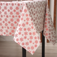 Скатерть Этель Снежинки 140*220 &plusmn;5 см, 80% п/э 20% лен, 120гр/м2