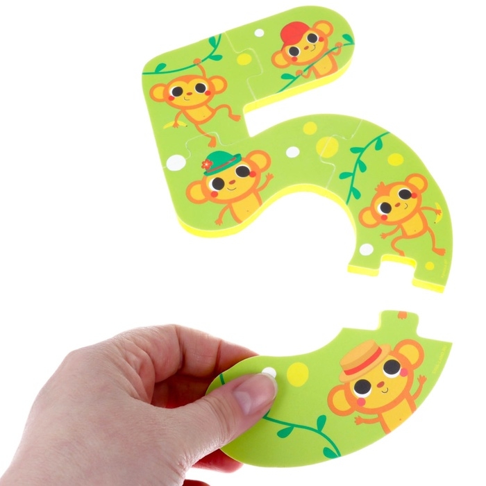 Мягкий пазл для малышей «Учим цифры: Животные», 5 пазлов, Крошка Я Мягкий пазл для малышей «Учим цифры: Животные», 5 пазлов, Крошка Я