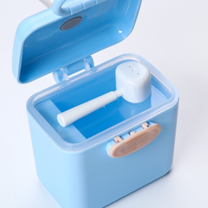 Контейнер для хранения детского питания 150 мл., с ложкой , цвет голубой