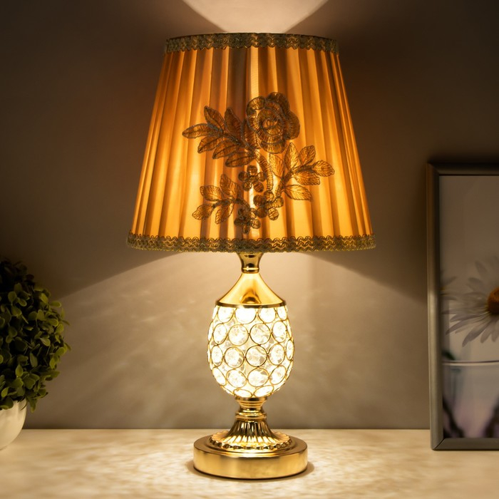 Лампа настольная "Авантюризм" 1x60Вт E27 золото низ подсветка 29х29х43 см RISALUX