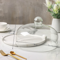 Блюдо керамическое с крышкой-клош для десертов Valencia, 31&times;28&times;19 см, цвет белый