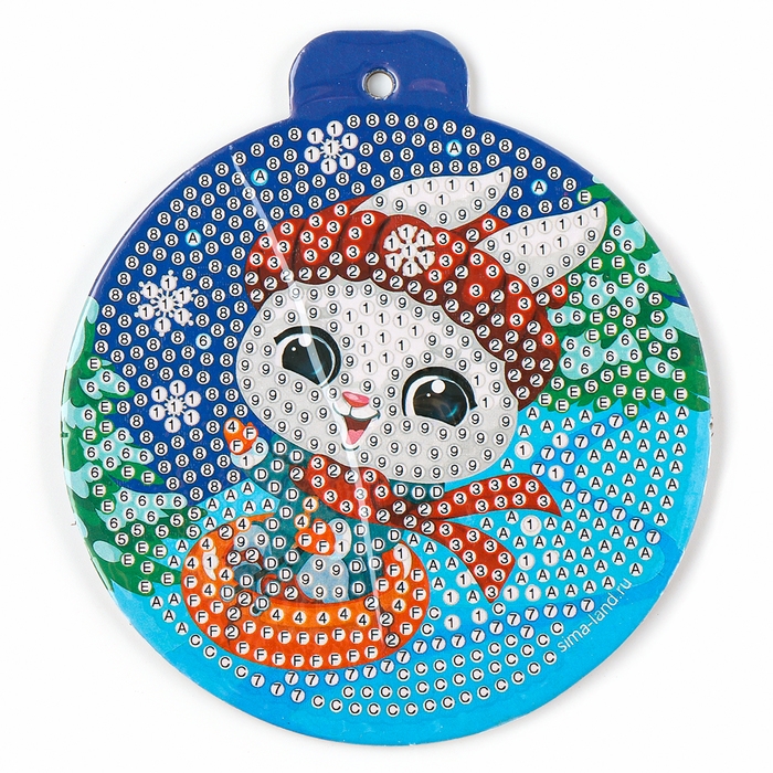 Алмазная мозаика на новый год для детей на подвеске &laquo;Зайка&raquo;, 10 х 10 см, новогодний набор для творчества