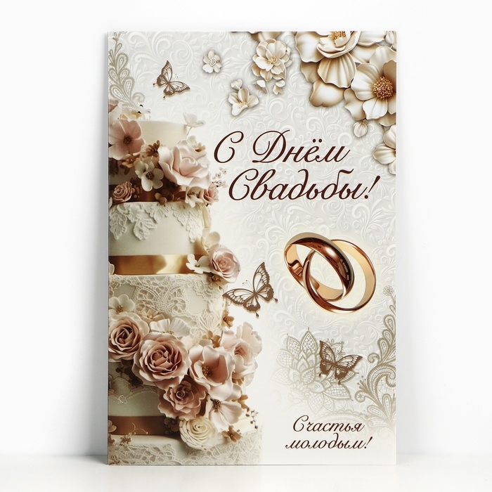 Открытка поздравительная &laquo;С днём свадьбы!&raquo;, роскошная свадьба, 19 х 29 см