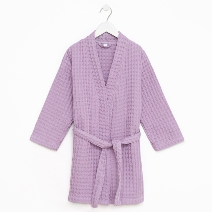 Халат вафельный детский Крошка Я "Boho" размер 34 (122-128 см) цвет сиреневый, 100% хлопок 290 г/м2