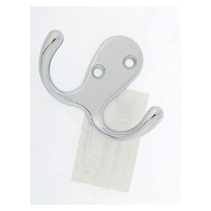 Крючок мебельный ТУНДРА TKD026, двухрожковый, хром Крючок мебельный ТУНДРА TKD026, двухрожковый, хром