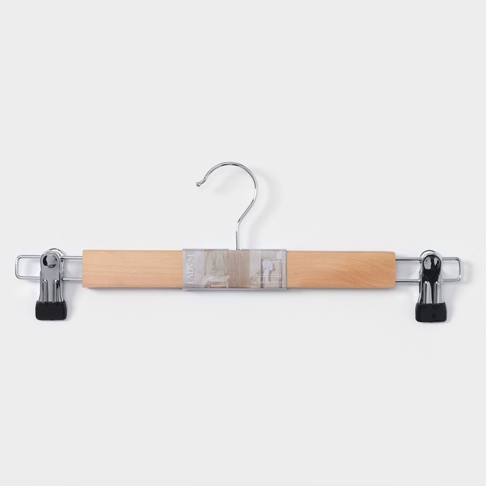 Вешалка для брюк и юбок LaDо́m Bois, с зажимами, деревянная сорт А, 34,5&times;1,2&times;12,5 см, цвет светлое дерево