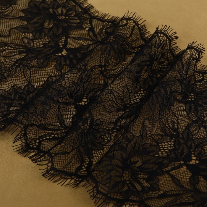 Кружево реснички, 210 мм × 3 ± 0,5 м, цвет чёрный Кружево реснички, 210 мм × 3 ± 0,5 м, цвет чёрный