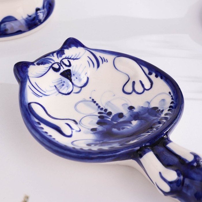 Подложка Подложка "Кот", гжель, фарфор, 17 см