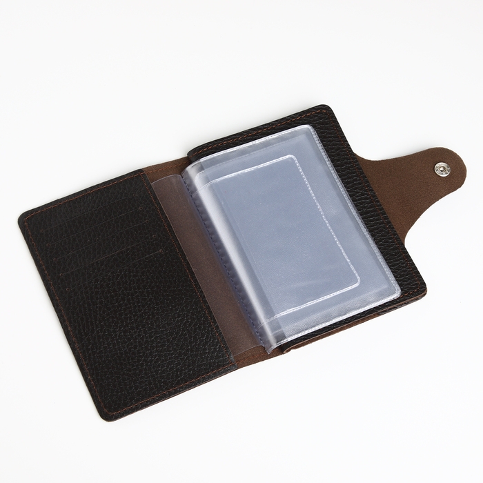 Обложка для автодокументов и паспорта на кнопке, TEXTURA, цвет коричневый Обложка для автодокументов и паспорта на кнопке, TEXTURA, цвет коричневый