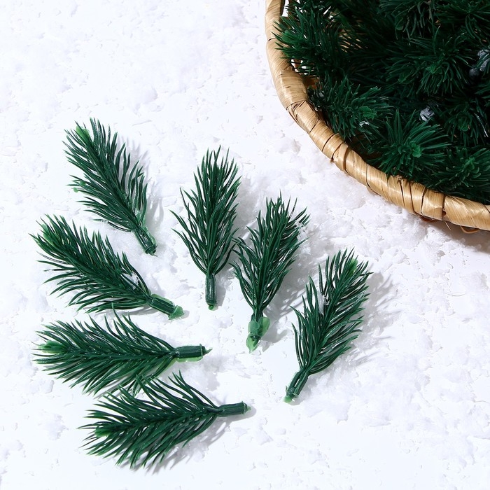 Новый год! Декор &laquo;Ветки ели мини&raquo; набор 100 шт., размер 1 шт. &mdash; 6 &times; 3 &times; 3 см