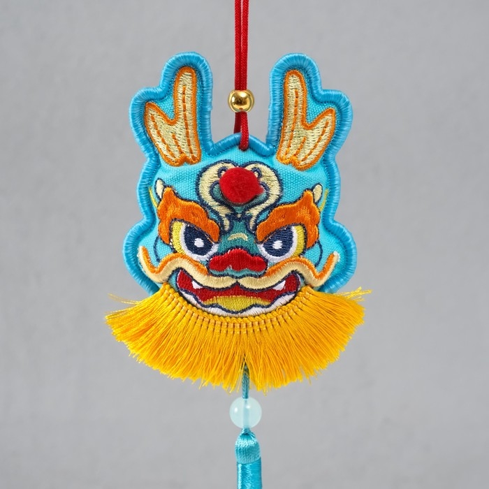 Подвеска-саше текстиль "Дракон" голубая 2х7,5х24 см