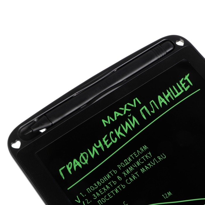 Графический планшет для рисования и заметок LCD Maxvi MGT-01, 8.5&rdquo;, угол 160&deg;,CR2016, черный
