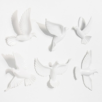 Декорация настенная панно "Птички" 6 штук 14 х 23.5 х 6 см, белый