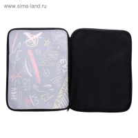 Папка для чертежей и рисунков А3, 470 х 350 х 20 мм, с ручками, текстильная, Calligrata, "Надписи"