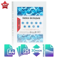 Файл-вкладыш А4, 30 мкм, Calligrata, глянцевый, вертикальный, 25 штук Файл-вкладыш А4, 30 мкм, Calligrata, глянцевый, вертикальный, 25 штук