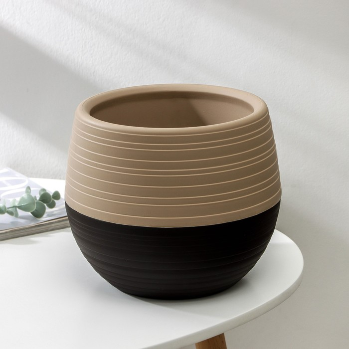 Горшок для цветов с поддоном &laquo;Дуэт&raquo;, 2.5 л, цвет шоколадный-кофе с молоком