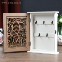 Ключница дерево 5 крючков "Зелёные листья" 25,5х19х6 см