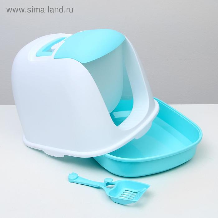 Туалет закрытый с совком, 47 х 40 х 39 см, бело-голубой Туалет закрытый с совком, 47 х 40 х 39 см, бело-голубой