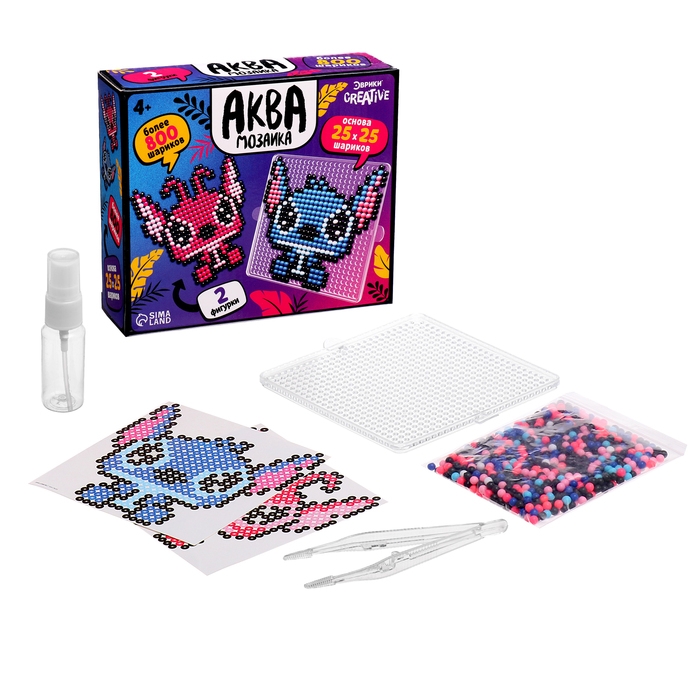 Аквамозаика &laquo;Стич с подружкой&raquo;, более 800 шариков, 2 фигурки
