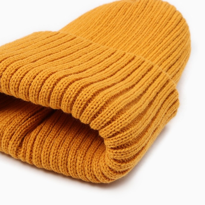 Шапка детская, цвет горчичный, размер 54-56