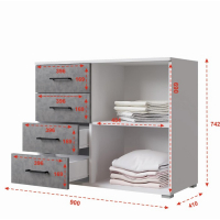 Комод Nova, 900х410х742, Белый/Бетон