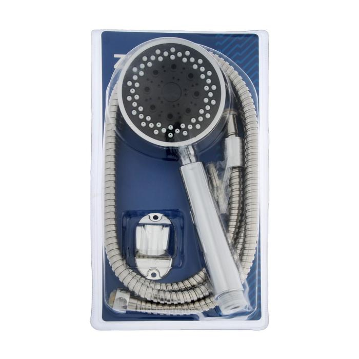 Набор для душа ZEIN Z0205, шланг 150 см, гайки металл, держатель, лейка 5 режимов, хром Набор для душа ZEIN Z0205, шланг 150 см, гайки металл, держатель, лейка 5 режимов, хром