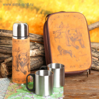 Набор &laquo;Медведь и собаки&raquo;, термос 500 мл, кружка 2 шт