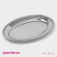 Поднос овальный из нержавеющей стали Доляна, 30&times;20 см, цвет серебряный