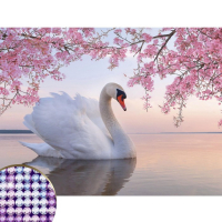 Алмазная мозаика с частичным заполнением на холсте &laquo;Белый лебедь&raquo;, 30 х 40 см