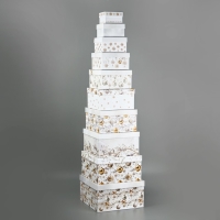 Набор подарочных коробок 10 в 1 &laquo;Белая роскошь&raquo;, 10.2 х 10.2 х 6&ndash;28.2 х 28.2 х 15 см, Новый год