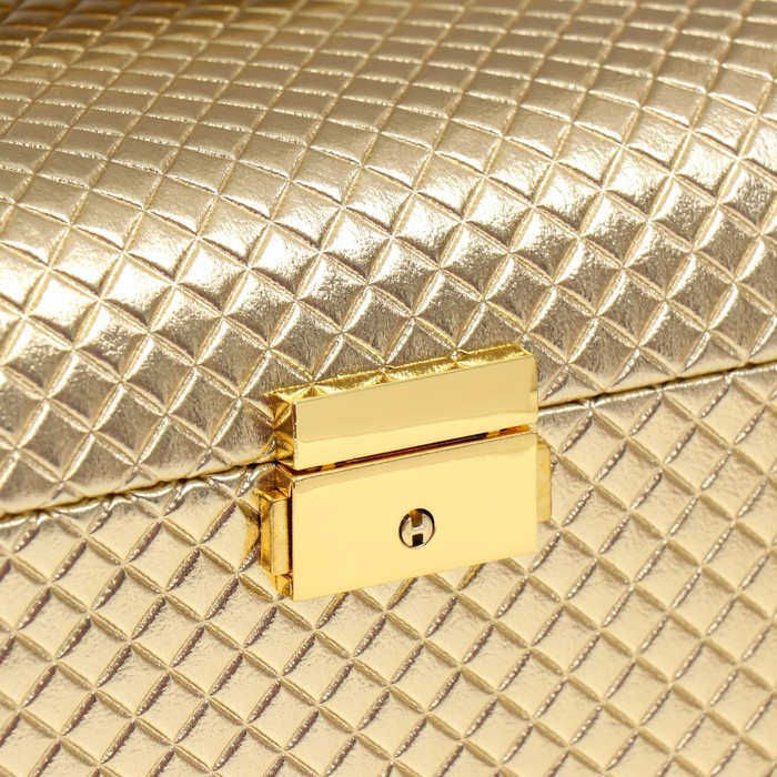 Шкатулка кожзам под часы 1 отделение и бижутерию "Золото" 18х25х18,5 см