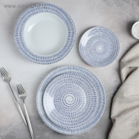 Набор посуды керамической Доляна &laquo;Антик&raquo;, 24 предмета: тарелки d=19,5/20,5/24 см, чайная пара 200 мл, цвет белый