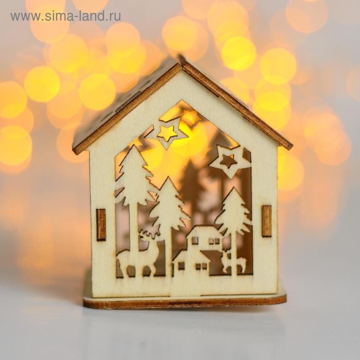 Новогодний декор &laquo;Домик&raquo;, с подсветкой 7 &times; 6 &times; 5 см, МИКС