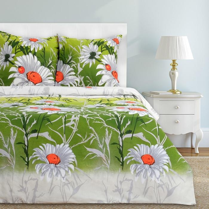 Постельное бельё "Этель" дуэт Ромашковое поле 143х215 см - 2 шт, 240х220 см, 70х70 см - 2 шт., 100% хлопок, бязь 125 г/м&sup2;