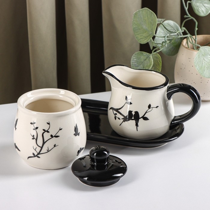 Набор сервировочный Доляна &laquo;Весенний вечер&raquo;, 2 предмета: молочник 270 мл, сахарница 310 мл