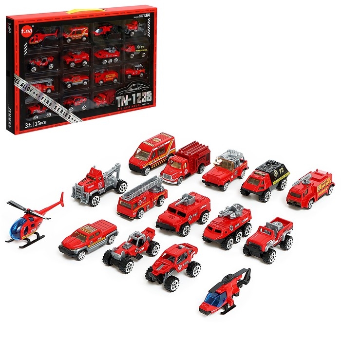 Набор металлических машин &laquo;Пожарная служба&raquo;, в наборе 15 шт