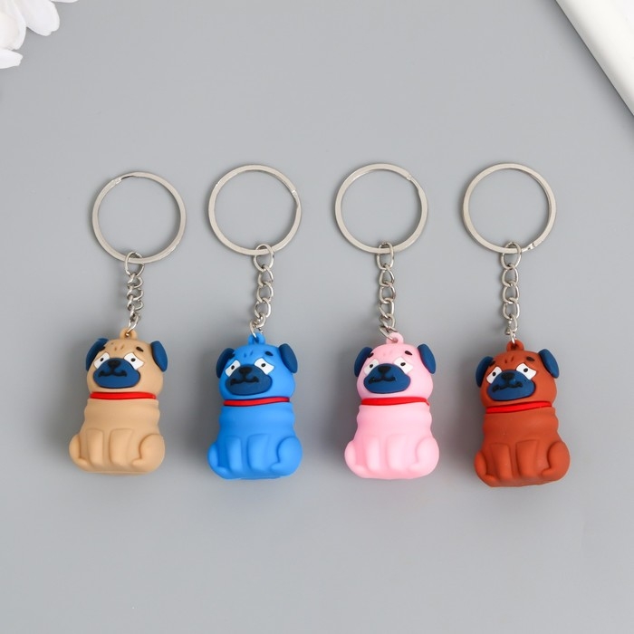 Брелок резина Брелок резина "Мопс" МИКС 4,2х2,8х2,5 см