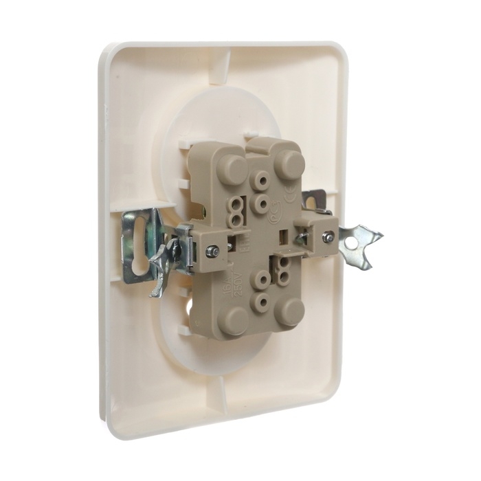 Розетка двухместная Luazon Lighting Розетка двухместная Luazon Lighting "Орион", 10 А, скрытая, без з/к, белая