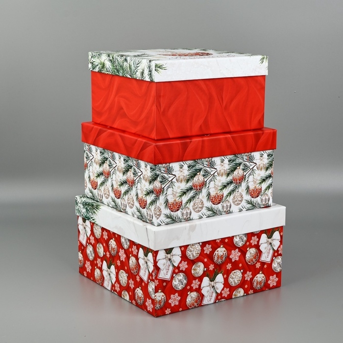 Набор подарочных коробок 3 в 1 &laquo;Счастья в Новом году&raquo;, 18 х 18 х 10 &ndash; 22 х 22 х 12 см, Новый год