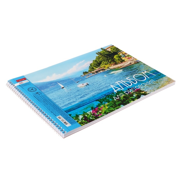 Альбом для рисования А4, 48 листов на гребне "Очарование природы", обложка мелованный картон, тиснение, блок 100 г/м2, МИКС