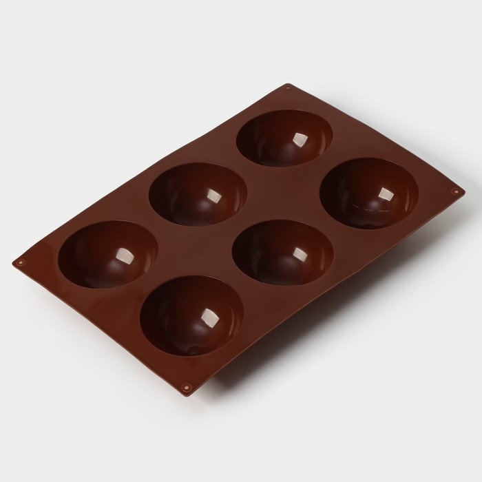 Форма для выпечки Доляна &laquo;Фигуры. Полусфера&raquo;, силикон, 27&times;18&times;3,5 см, 6 ячеек (7&times;7&times;3,5 см), цвет МИКС